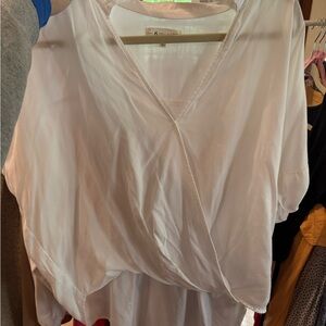 Lou & Grey White Wrap Blouse Short Sleeve Relaxed